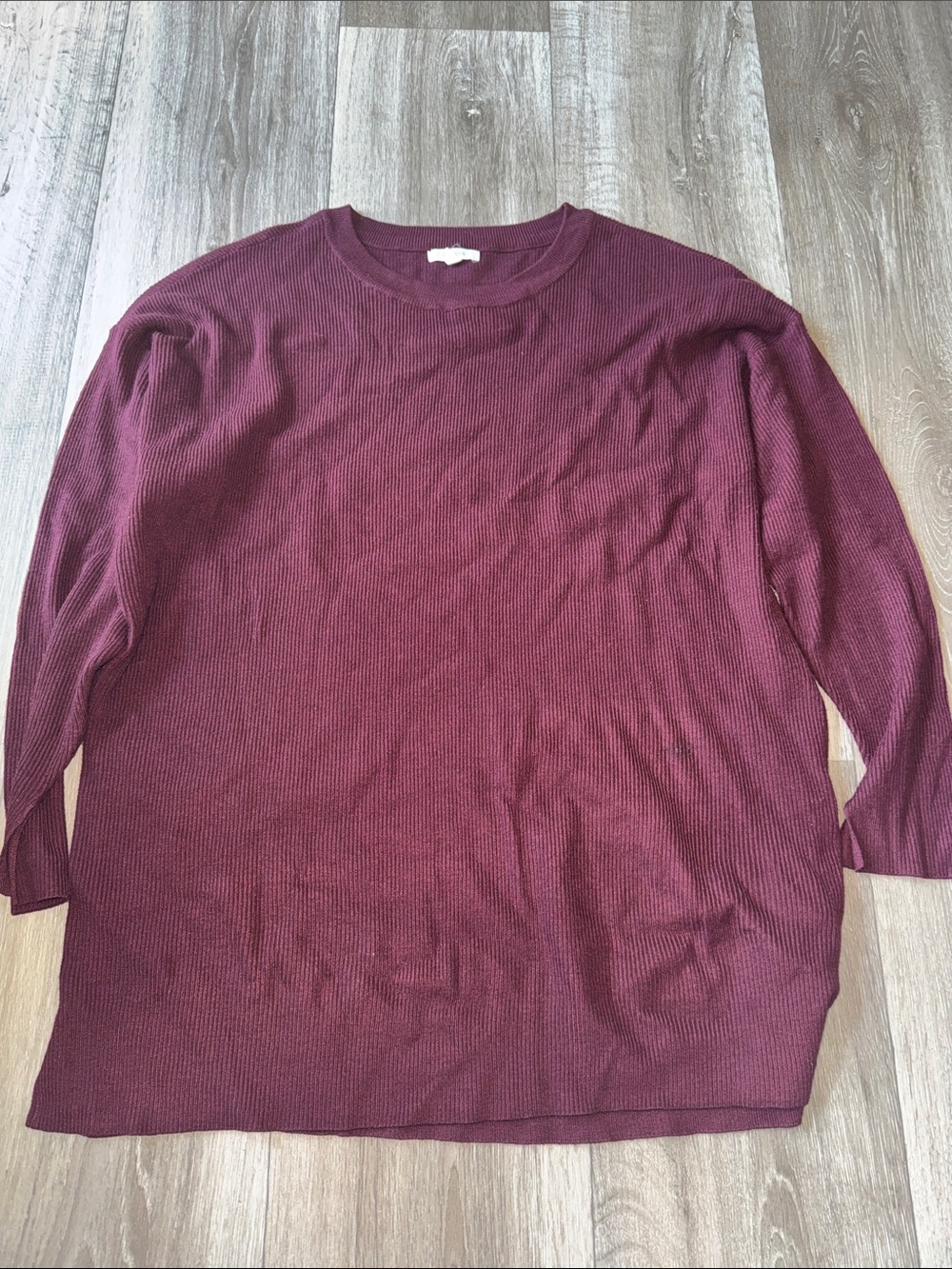 Maurices Burgundy Ribbed Long Sleeve Sweater